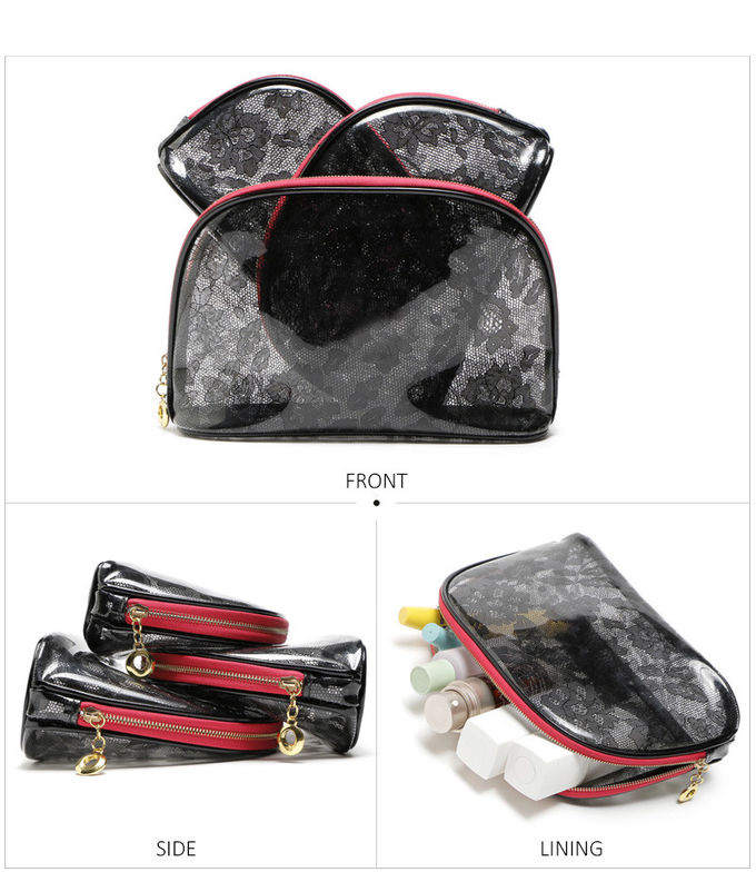Fashion Luxury Portable Travel Women PVC Transparent Makeup Bag