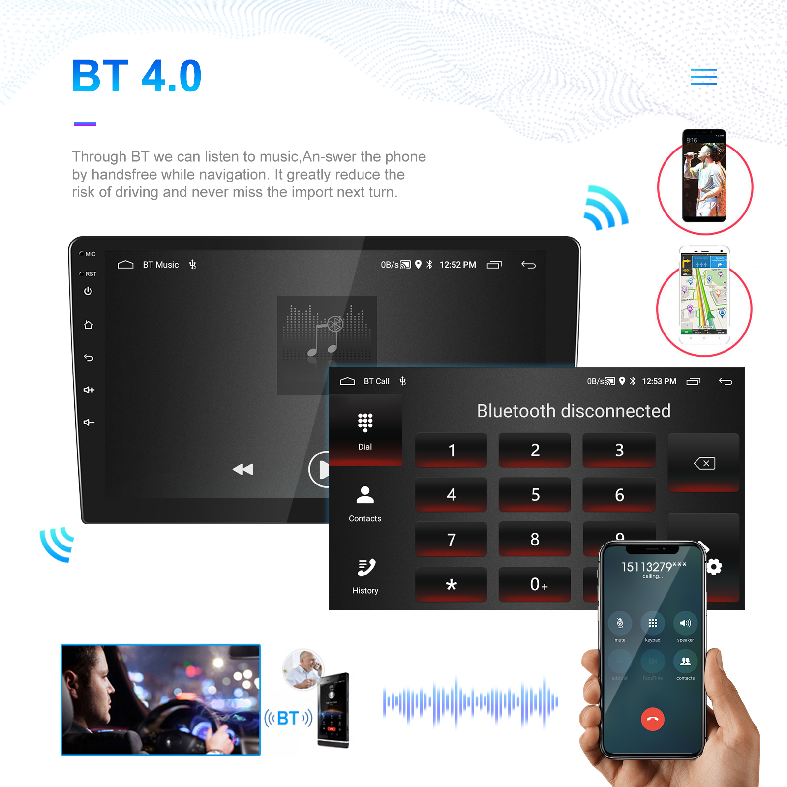 Universal Car 2 Din Android12 Carplay Gps TS7 Player with Multi Language Support