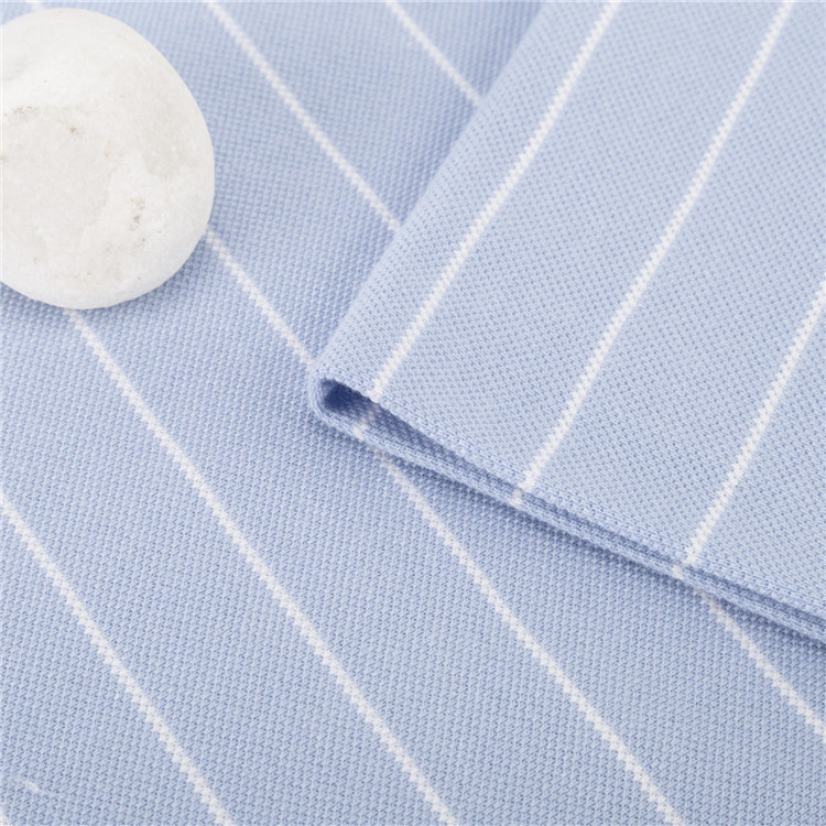Pique Elasticity Wear Resistant Striped Cotton Fabric For Polo Shirt