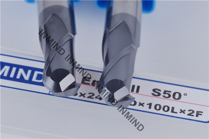 12 mm AOL 100 mm Solid Carbide End Mills , HRC50 TiAlN Coating Ball Nose Mill