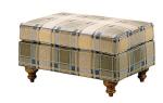 Modern Comfortable Tartan Fabric Leisure Chair Ottoman Wood Frame