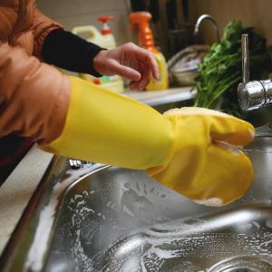 Wholesale Yellow Household Dishwashing Sponge Gloves Easy Use For Kitchen Cleaning from china suppliers