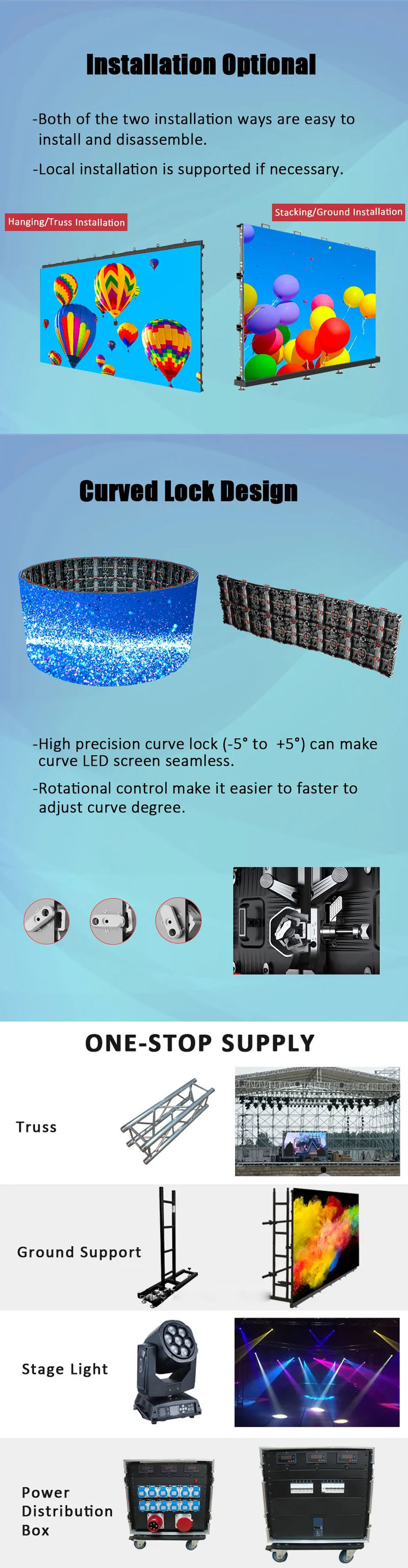 P2.6 P2.9 P3.9 P4.81 Indoor Led Display Screen Stage Backdrop Rental