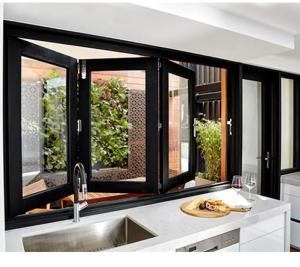 Wholesale Balcony Folding Bifold Windows 3 Panel Tempered Glass Aluminium Profile Powder Coated from china suppliers