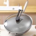 Silver Cooking Kitchen Metal Cooking Pan Glass Cover Non Stick Frying Pan
