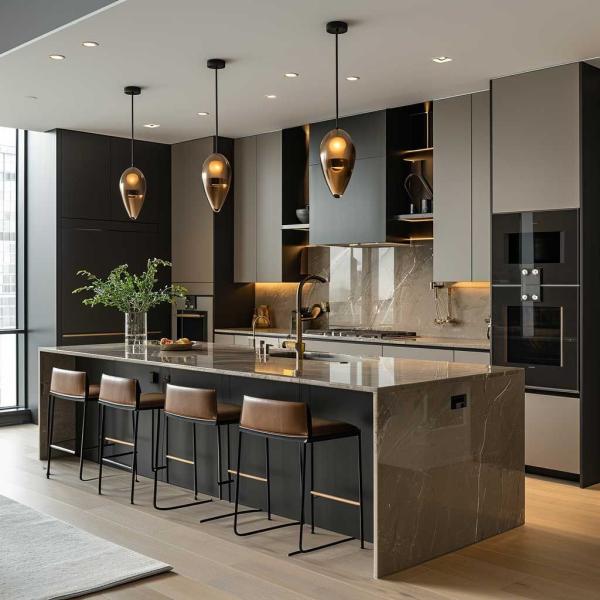 Wood Grain Finish Design Traditional Cheap Kitchen Modern Kitchen Cabinet