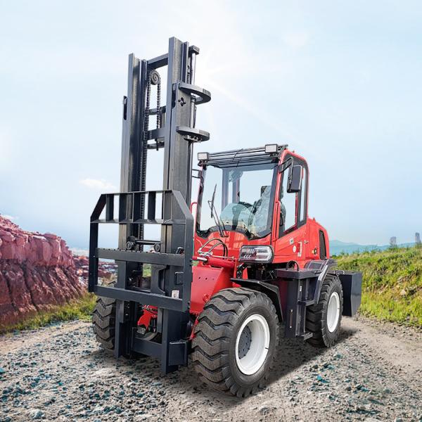 5ton 6ton Four Wheel Off Road Vehicles Forklift Truck With Hydraulic Braking