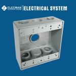 Aluminum 2 Gang Weatherproof Outlet Boxes Receptacles With 4 Outlet Holes