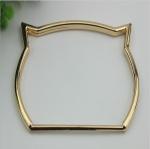 Guangzhou factory cat shape zinc alloy light gold bag frame handle