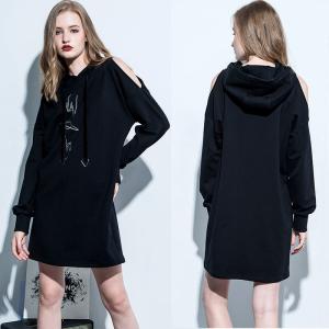 Wholesale Clothing Fashion Women Cold Shoulder Hoodie Dress from china suppliers