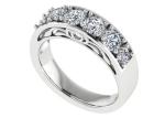 Round Cut White Gold Engagement Rings , 6pcs 4.1mm VS1 Real Diamond Wedding