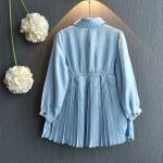 110cm Children'S Dress Clothing Toddlers Temperament Navy Blue Pleated Skirt
