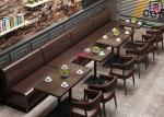 Solid Wood Leg Brown Leather Upholstered Restaurant Booth 120cm Length