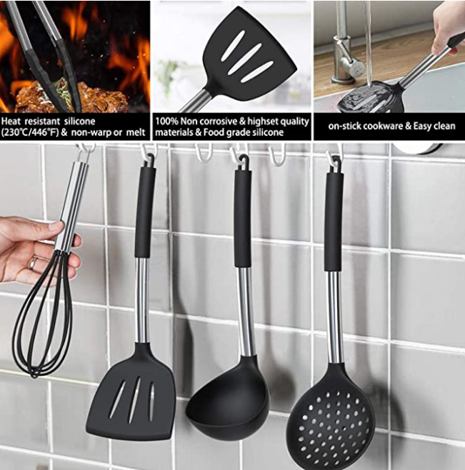 Meltproof Stainless Steel And Silicone Cooking Utensils Heat Resistant