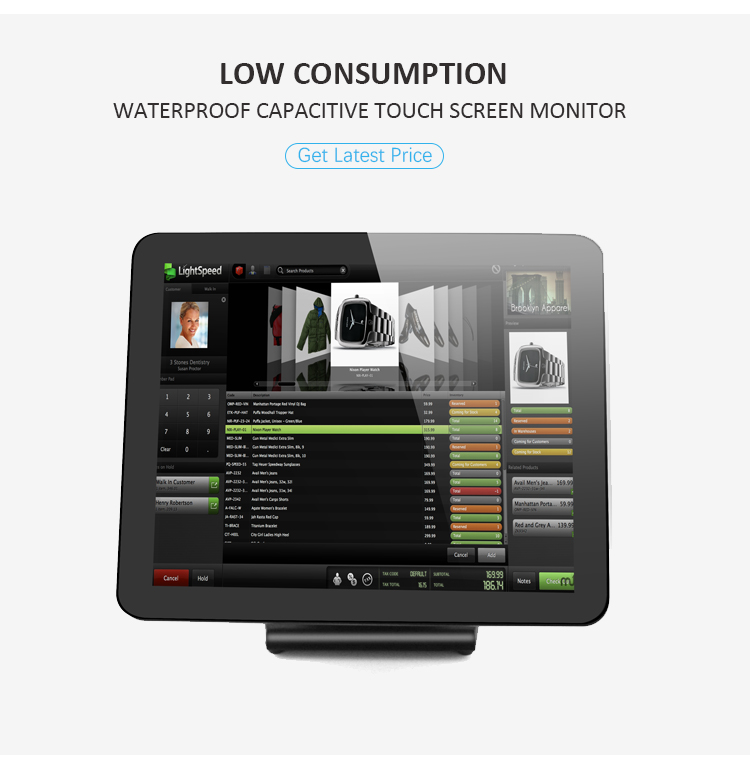 Bezel free capacitive touch monitor with aluminium stand