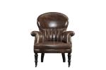 32'' American Vintage Cigar Leather High Back Armchair Solid Wood Legs with