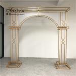 Factory luxury gold frame with white membrane arch for wedding furniture