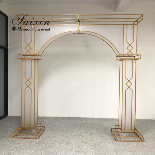 Factory luxury gold frame with white membrane arch for wedding furniture