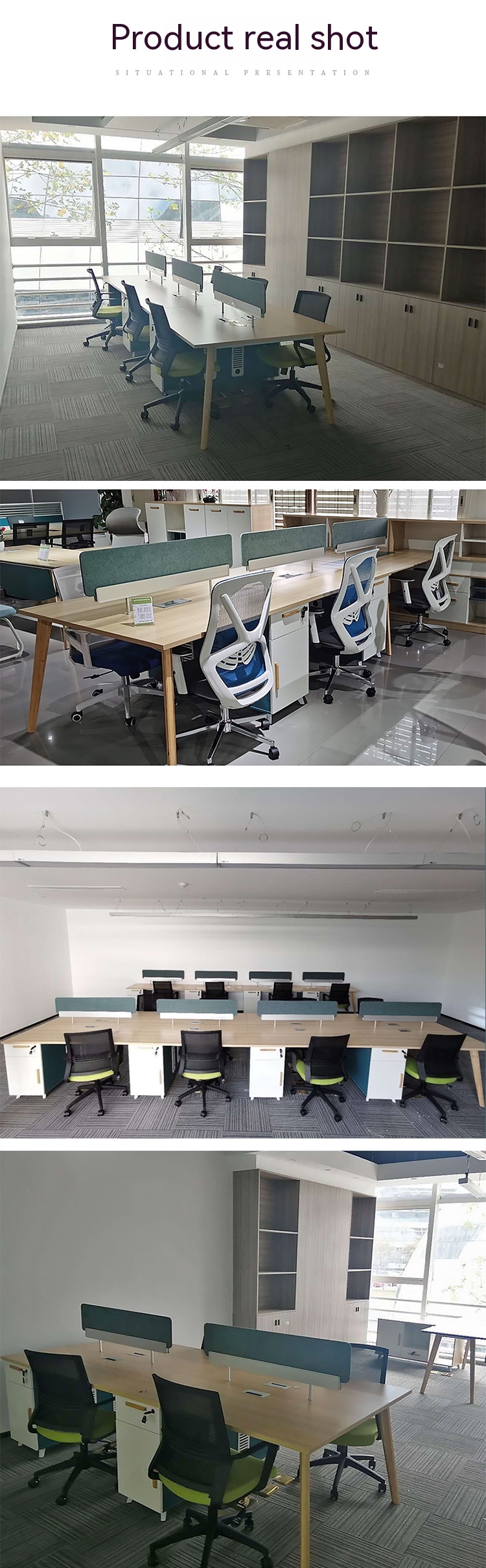 Commercial Furniture Modern Solid Wood Staff Desks and Chairs for Finance Workstation