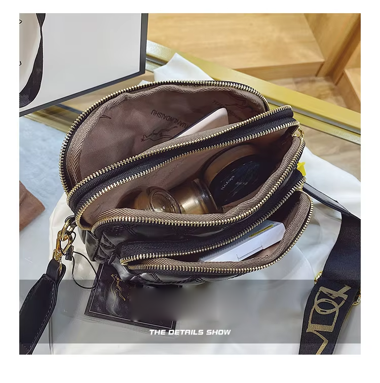 Summer Diamond Multi-Pocket Shoulder Bag with Motion Detection and High Capacity