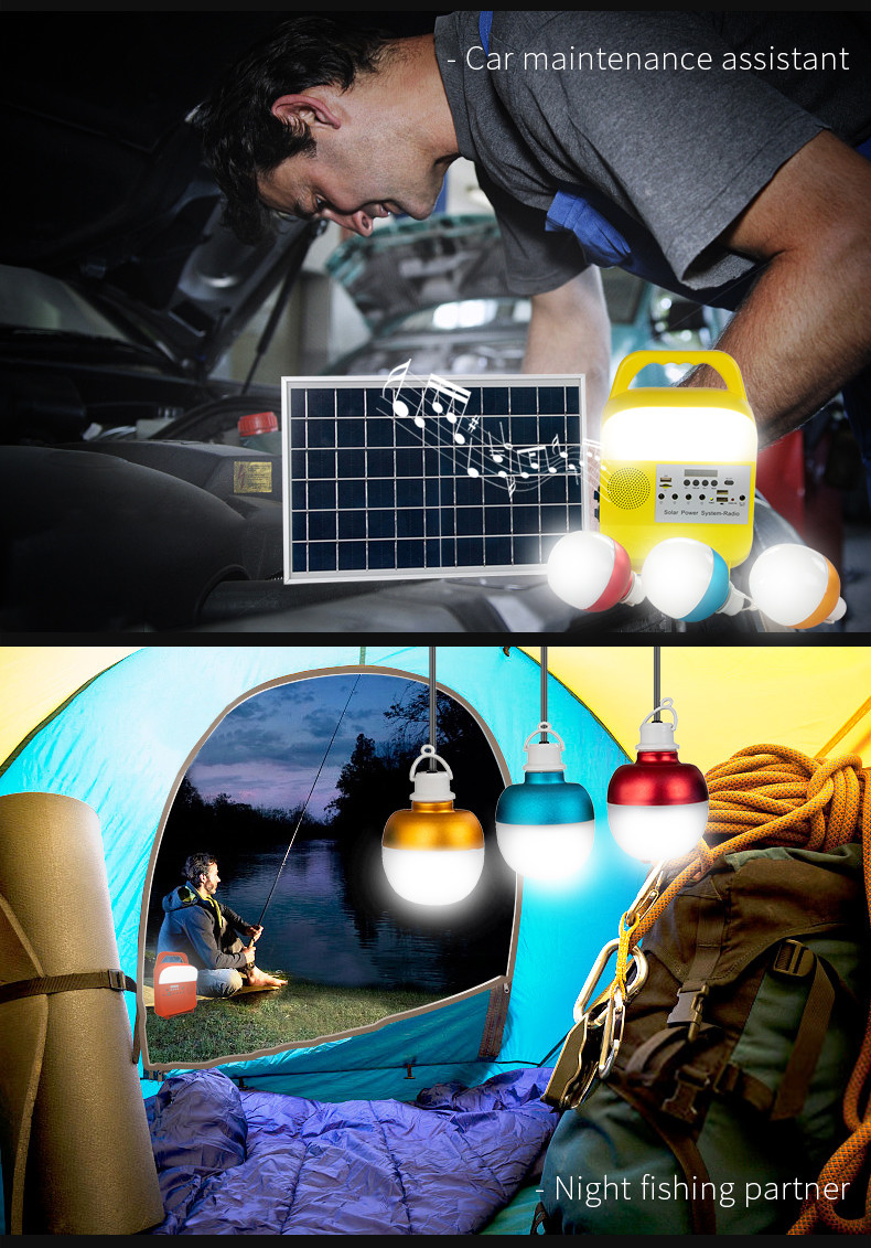 OEM 10000Hrs 9W 6V 3 Light Solar System For Electricity Lack Areas