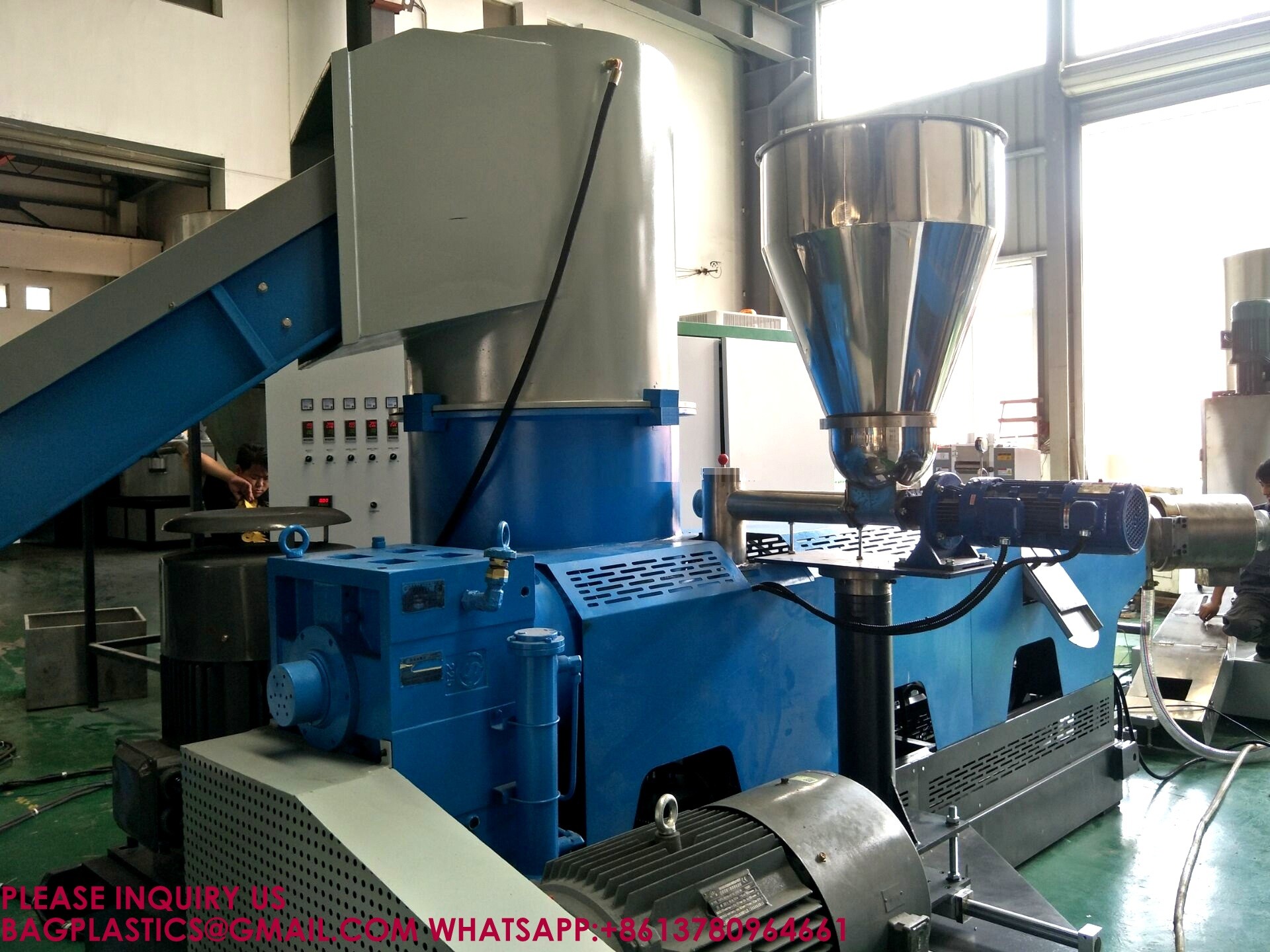 Waste Plastics Recycling PP PE Film Compacting Granulator Machine recycling granulator