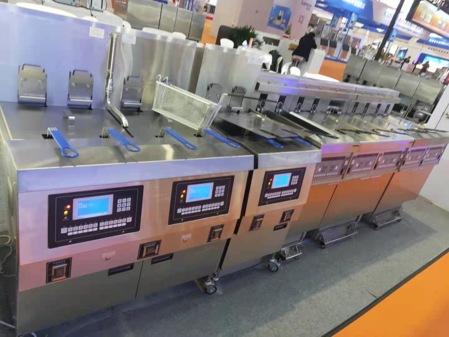 Two Pots Four Baskets 304SUS Gas Chips Commercial Open Deep LCD Panel Oil Fryer