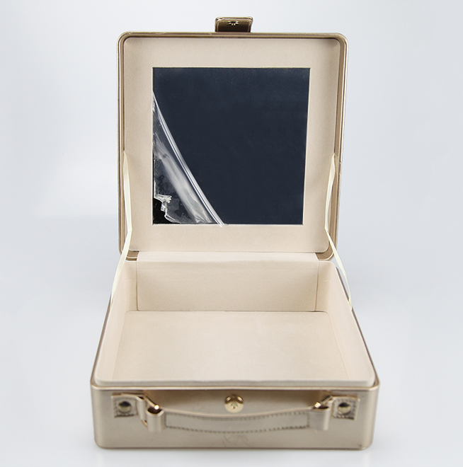 OEM Leather Makeup Mirror Cosmetic Box Packaging For Brush Storage