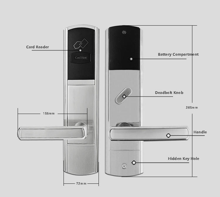 Golden Hotel Electronic Door Locks , RFID Card Key Card Door Lock For Hotels