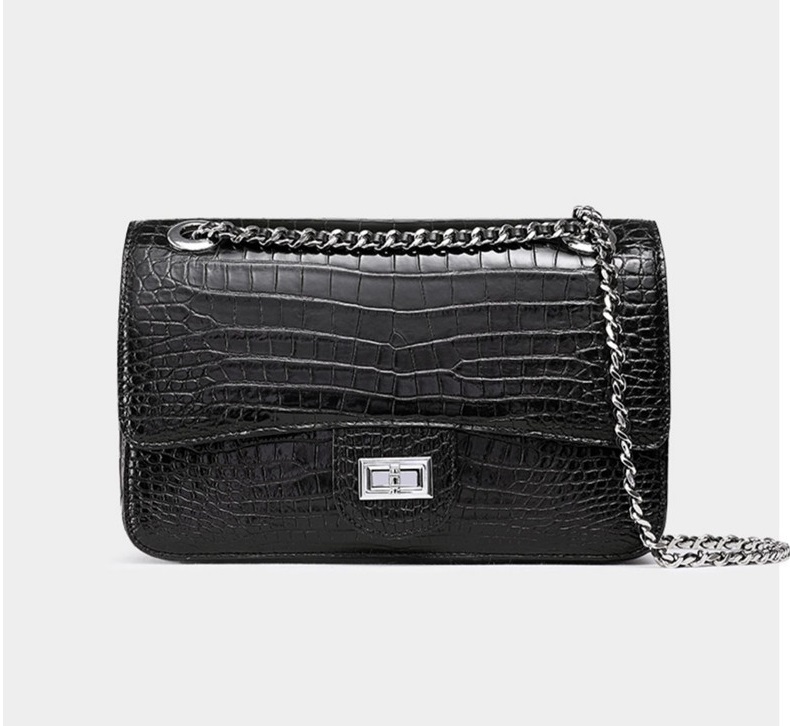Authentic Crocodile Belly Skin Women Purse Genuine Alligator Leather Lady Flap Bag Silver Chain Female Shoulder Bag