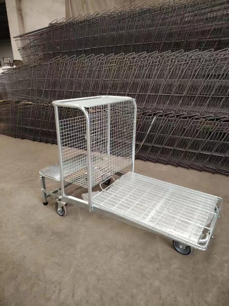 Supermarket Warehouse Logistics Trolley Movable Folding For High Load Bearing