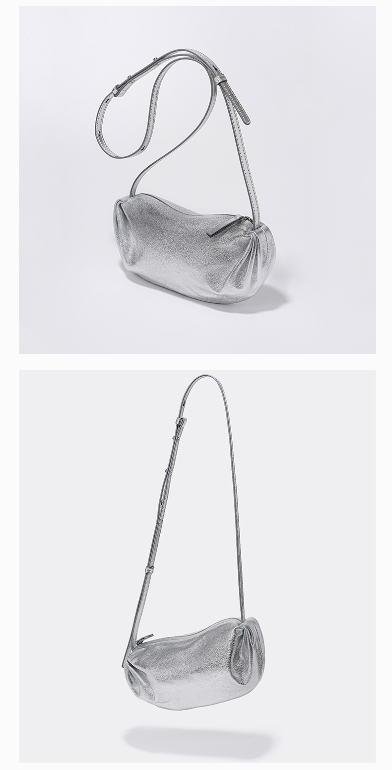 All Seasons Soft Leather Pleated Cloud Bag Korean Style Shoulder Crossbody in Fashion