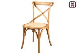 Wedding Event Romantic Wood Restaurant Chairs X Back Chair Rattan Seats / French
