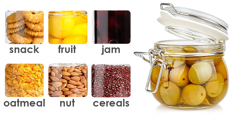 Free Sample 1L 1.5L 2L Square Glass Clip Lid Jar Flip Top Glass Jar with Flip Top Lid