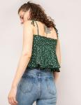 Summer women spaghetti strap mini crop top with flower