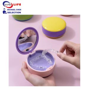 Wholesale Cute Daily Pill Dispenser Box For Elderly Plastic Dental Box False Teeth Box Mirror Silicone 9CM from china suppliers