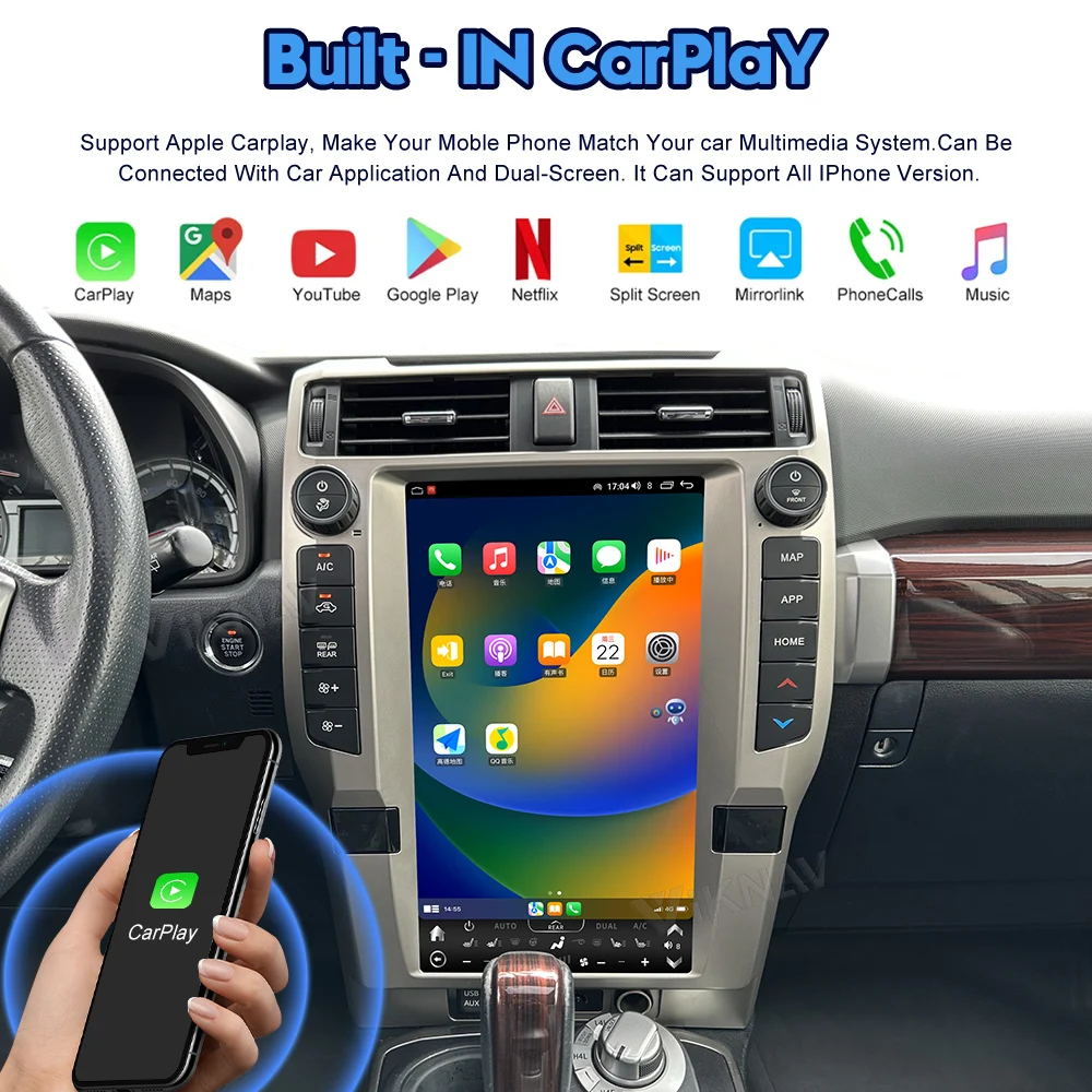 Android Toyota 4Runner Head Unit Auto Stereo 2010-2023 Multimedia Player Replacement