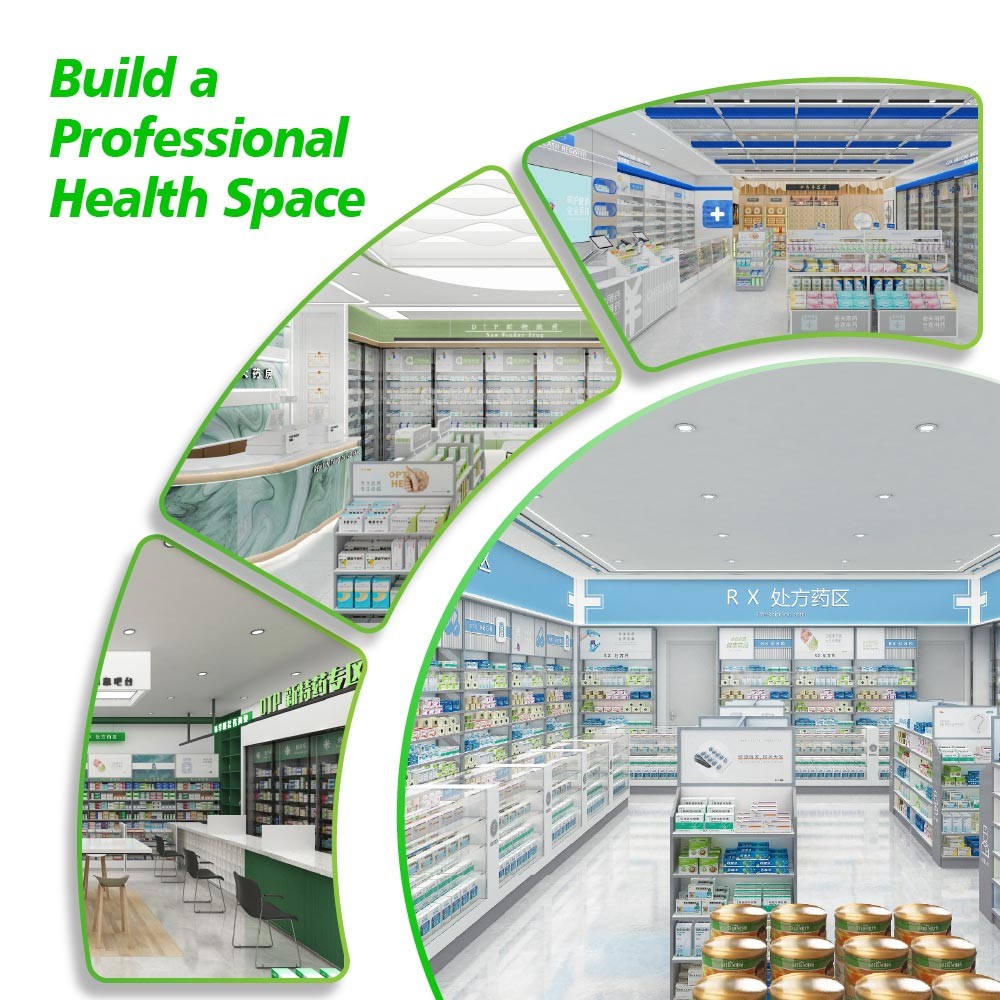 02-DYJYS011, Elegant and Simple Style Pharmacy Shop in Gansu featuring 62 Main Fixtures within 119 Sqm and Approx. $15,385 Budget