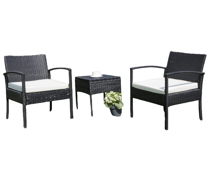 Patio Outdoor Dining Table Rattan Table Tempered Glass Tabletop Porch Conversation
