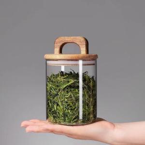 Wholesale 700ml 1000ml 1400ml large wide mouth heat-resisting glass storage jars with wooden lids from china suppliers