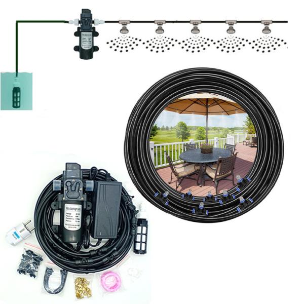 12V Booster Diaphragm Pump Water Misting System Fog Nozzles Mist Cooling