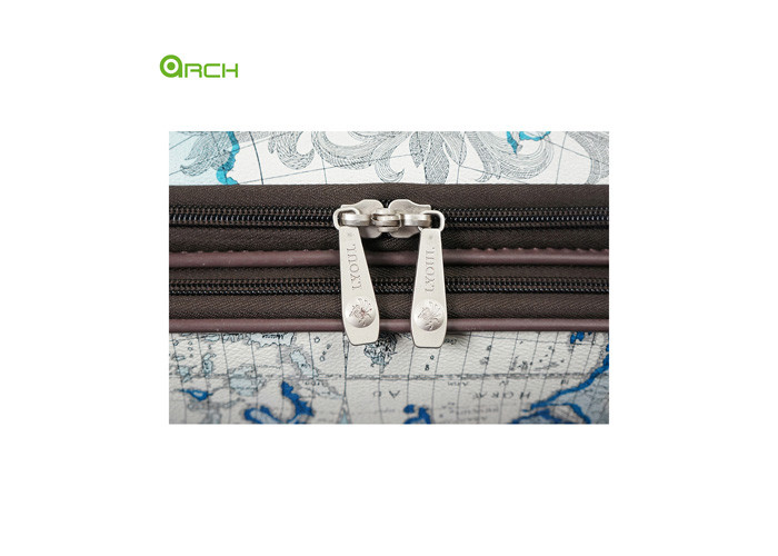 PU Trolley Spinner Wheels Travel Luggage Bag With Map