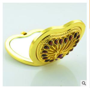 Wholesale New creative promotion gift customed diamond logo copper apple luxury pocket makeup mirror from china suppliers