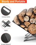 Fireplace Wood Storage Frame Bracket Black Power Coating Indoor Log Holder for