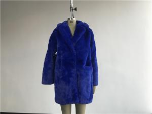 Wholesale Fashion Cobalt Ladies Fake Fur Coats Reverse Collar Medium Length TW78517 from china suppliers