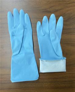 Wholesale Blue M 45g Household Rubber Gloves Spray Flock Lined 30CM from china suppliers