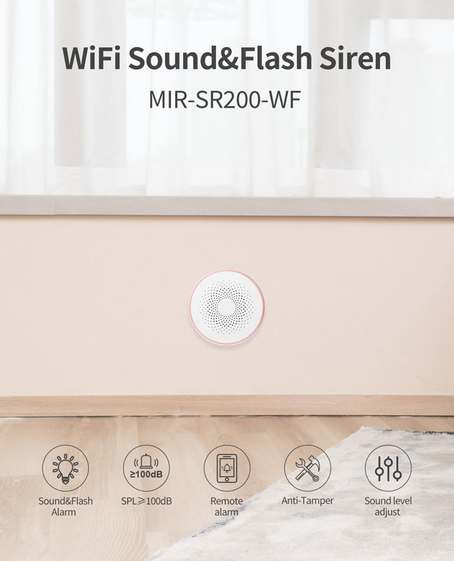 Tuya WiFi Wireless Smart Siren 70m Smart Life For Home Shop Warehouse