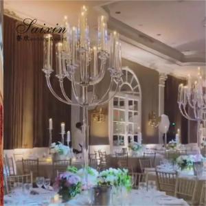 Wholesale 13 Arms Tall Glass Crystal Candle Holder Candlestick Wedding Table Decorations 160cmx68cm from china suppliers