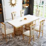 Premium Stainless Steel Marble Dining Table For Upscale Dining