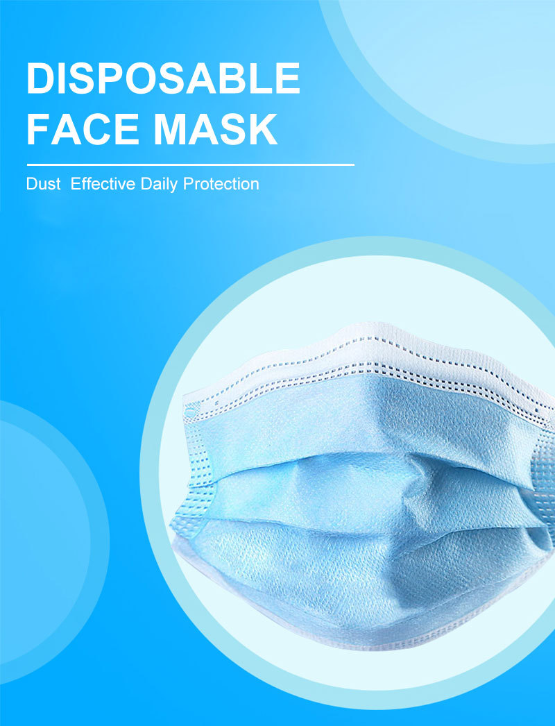 Blue Disposable Earloop Face Mask Highly Breathable Optional Color Soft